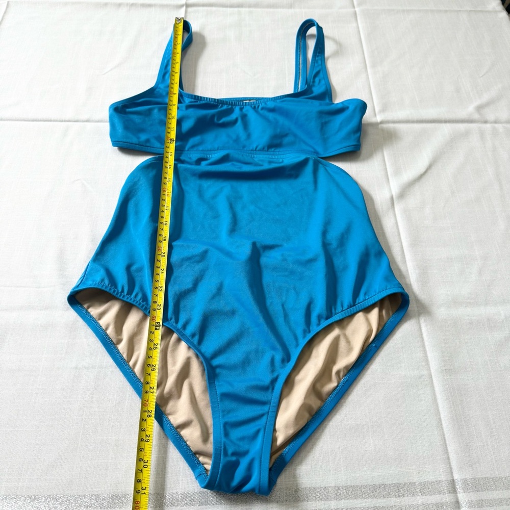 J. CREW 12 Blue Back Cut-Out  One Piece Swimsuit Women’s Size 14 - Picture 4 of 7